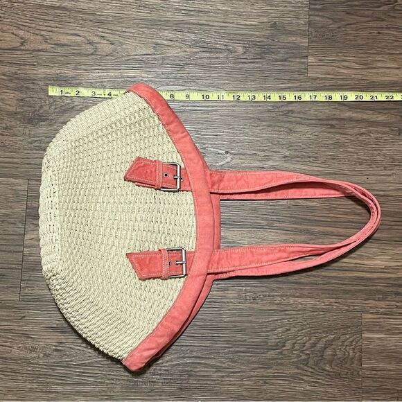 Rolfs Woven Straw Purse Handbag Cream With Pink Straps - Picture 11 of 13
